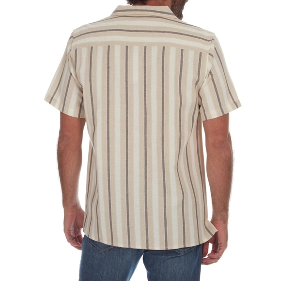 PX KIDS Short-Sleeve Sawyer Textured Resort Shirt, Tan Stripe, Size 10/12 KIDS - Picture 6 of 10